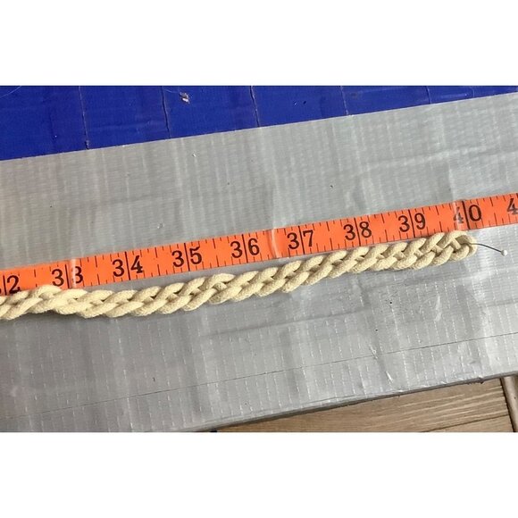 Vtg Braided Knotted Woven Skinny Belt Women Large Off White Bohemian Boho Hippie main image 5